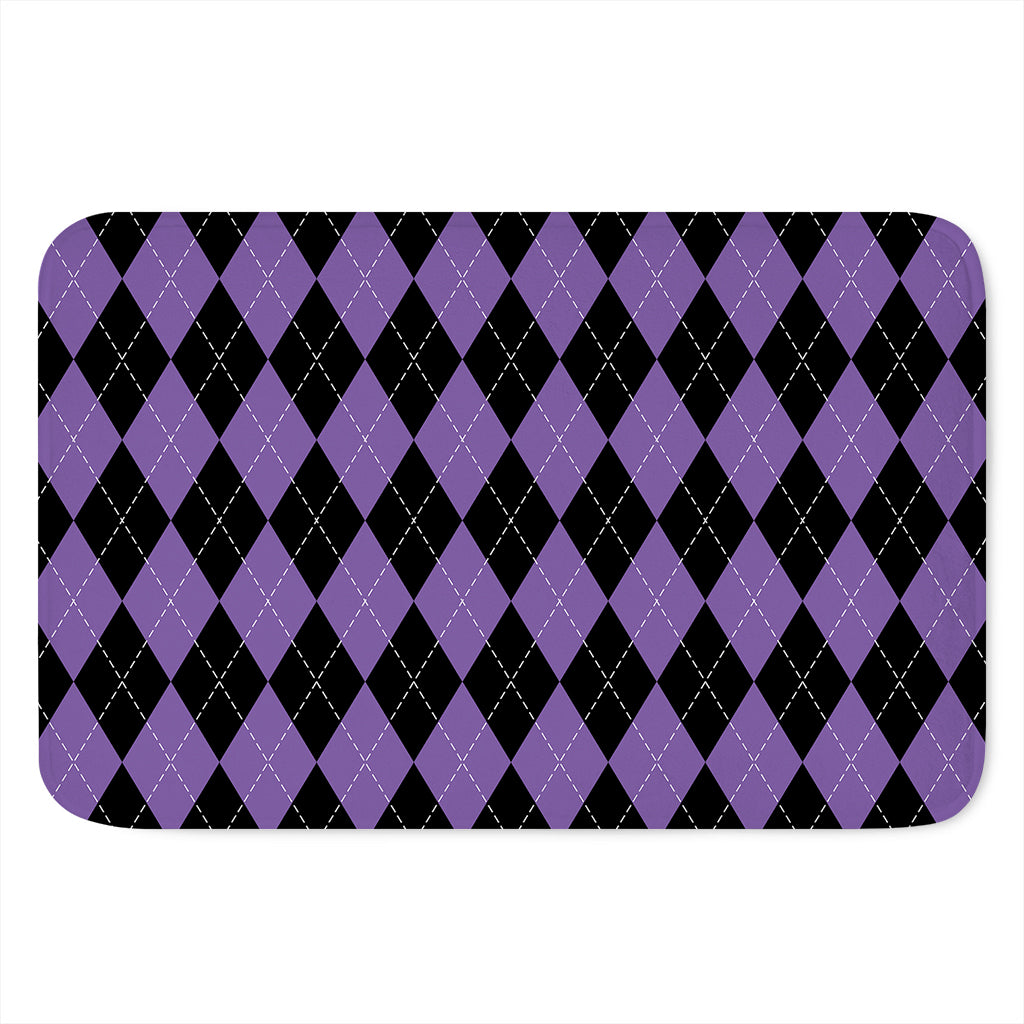 Black And Purple Argyle Pattern Print Indoor Door Mat