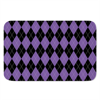 Black And Purple Argyle Pattern Print Indoor Door Mat