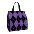 Black And Purple Argyle Pattern Print Insulated Lunch Tote