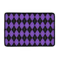 Black And Purple Argyle Pattern Print Kitchen Mat