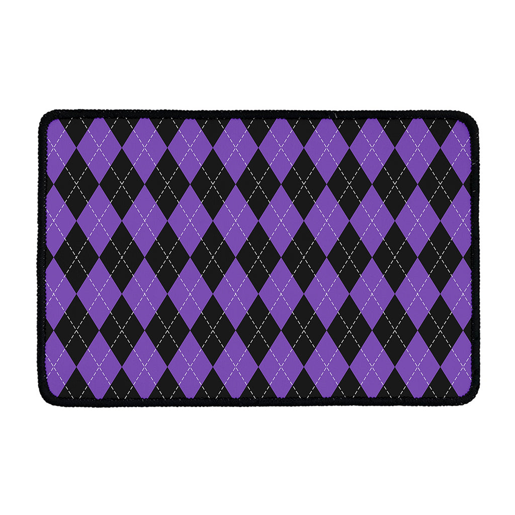 Black And Purple Argyle Pattern Print Kitchen Mat