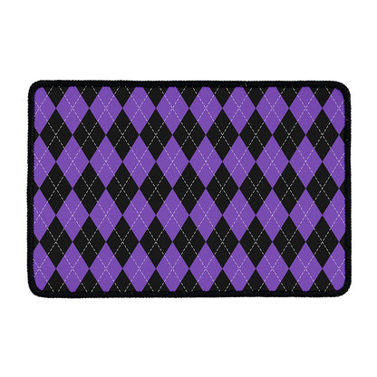 Black And Purple Argyle Pattern Print Kitchen Mat