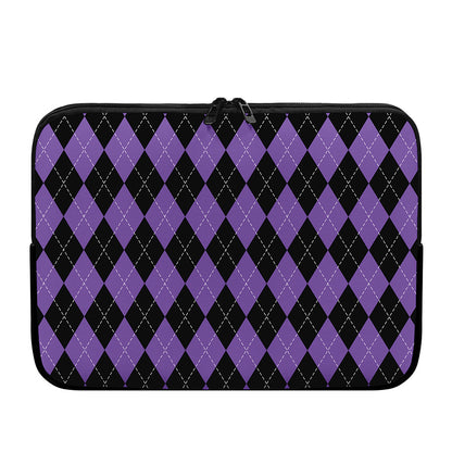 Black And Purple Argyle Pattern Print Laptop Sleeve