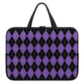 Black And Purple Argyle Pattern Print Laptop Sleeve With Handle