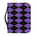 Black And Purple Argyle Pattern Print Leather Bible Cover