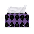 Black And Purple Argyle Pattern Print Leather Tissue Box Cover