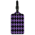 Black And Purple Argyle Pattern Print Luggage Tag