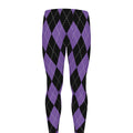 Black And Purple Argyle Pattern Print Men's Leggings