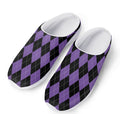 Black And Purple Argyle Pattern Print Mesh Casual Shoes