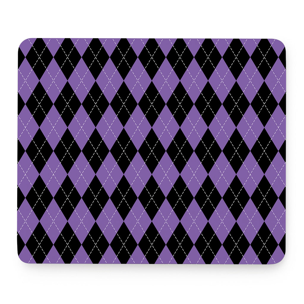 Black And Purple Argyle Pattern Print Mouse Pad