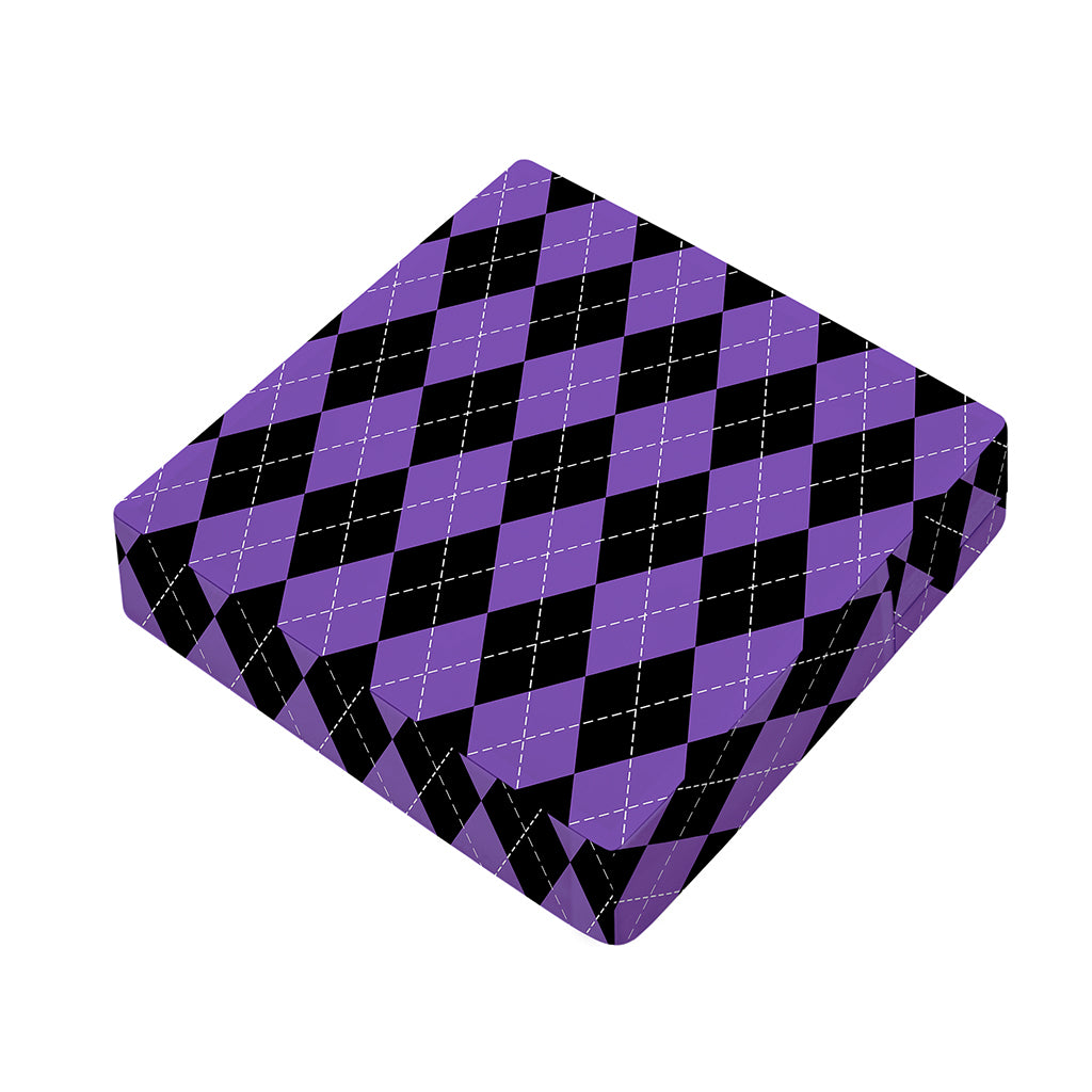 Black And Purple Argyle Pattern Print Outdoor Seat Cushion Cover