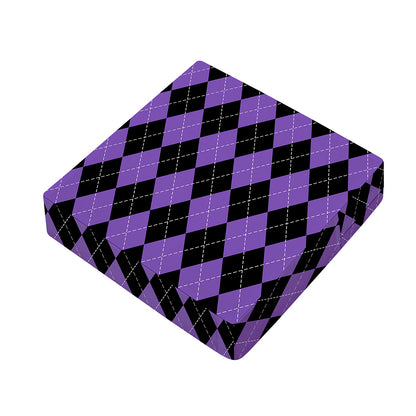 Black And Purple Argyle Pattern Print Outdoor Seat Cushion Cover