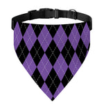 Black And Purple Argyle Pattern Print Over The Collar Dog Bandana