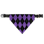 Black And Purple Argyle Pattern Print Over The Collar Dog Bandana