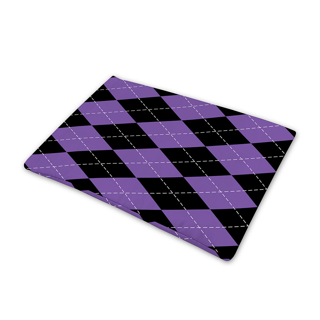 Black And Purple Argyle Pattern Print Pet Cooling Mat Cover