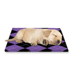 Black And Purple Argyle Pattern Print Pet Cooling Mat Cover