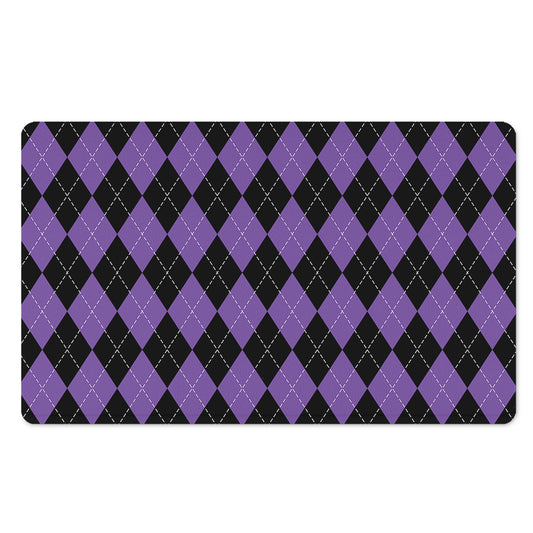 Black And Purple Argyle Pattern Print Polyester Doormat