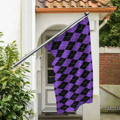 Black And Purple Argyle Pattern Print Polyester Flag