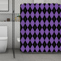 Black And Purple Argyle Pattern Print Polyester Shower Curtain