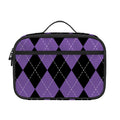 Black And Purple Argyle Pattern Print Portable Lunch Bag