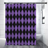 Black And Purple Argyle Pattern Print Premium Shower Curtain