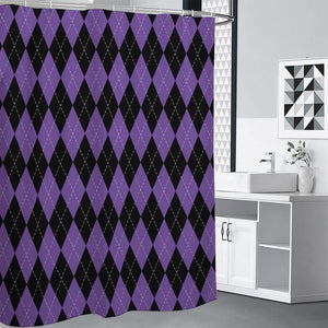 Black And Purple Argyle Pattern Print Premium Shower Curtain