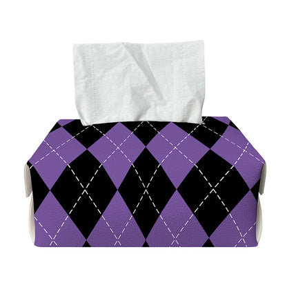 Black And Purple Argyle Pattern Print Rectangle Tissue Box Cover