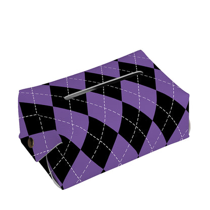 Black And Purple Argyle Pattern Print Rectangle Tissue Box Cover