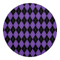 Black And Purple Argyle Pattern Print Round Blanket