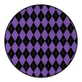Black And Purple Argyle Pattern Print Round Floor Mat