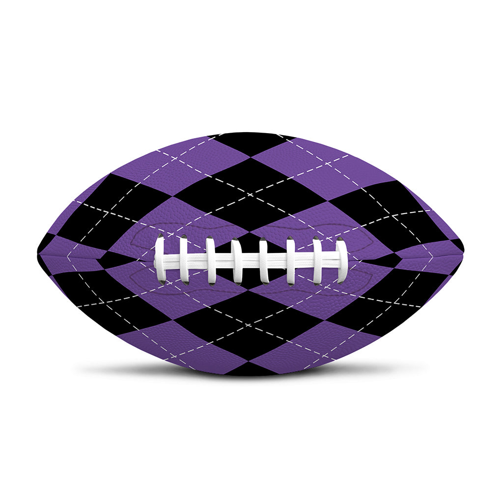 Black And Purple Argyle Pattern Print Rugby Ball
