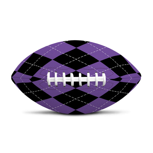 Black And Purple Argyle Pattern Print Rugby Ball
