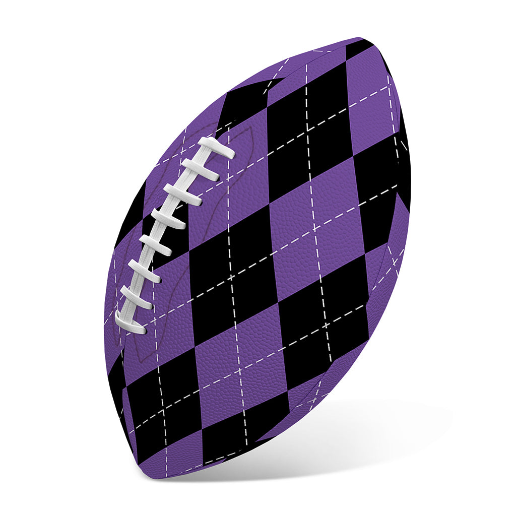 Black And Purple Argyle Pattern Print Rugby Ball