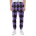 Black And Purple Argyle Pattern Print Joggers