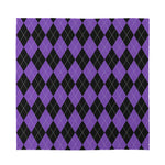 Black And Purple Argyle Pattern Print Silk Bandana