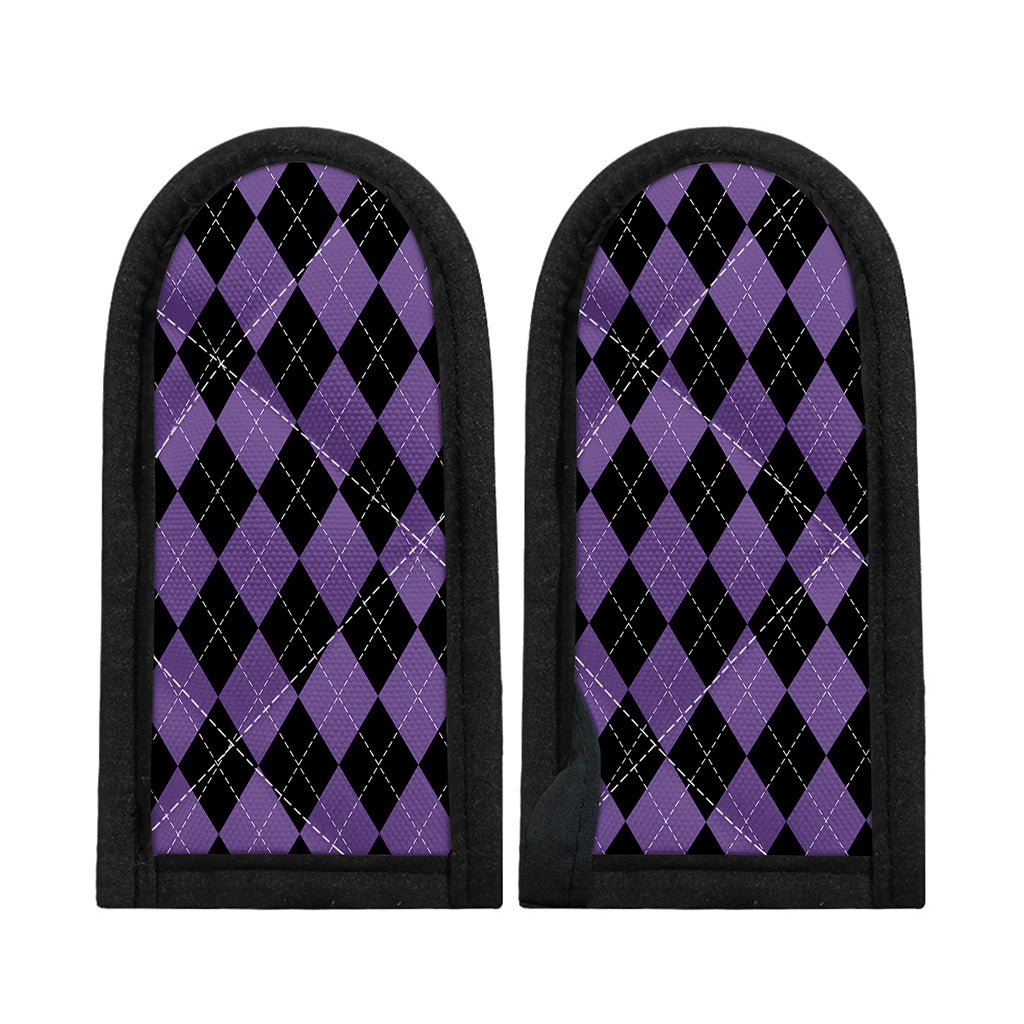 Black And Purple Argyle Pattern Print Skillet Handle Cover