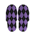 Black And Purple Argyle Pattern Print Slippers