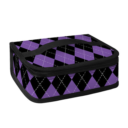 Black And Purple Argyle Pattern Print Small Lunch Bag