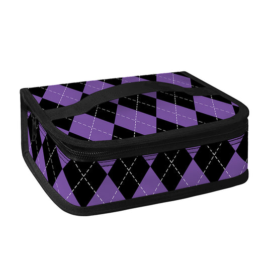 Black And Purple Argyle Pattern Print Small Lunch Bag
