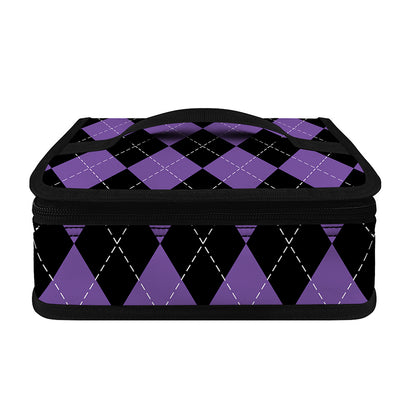 Black And Purple Argyle Pattern Print Small Lunch Bag