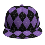 Black And Purple Argyle Pattern Print Snapback Cap