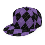 Black And Purple Argyle Pattern Print Snapback Cap