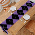 Black And Purple Argyle Pattern Print Table Runner