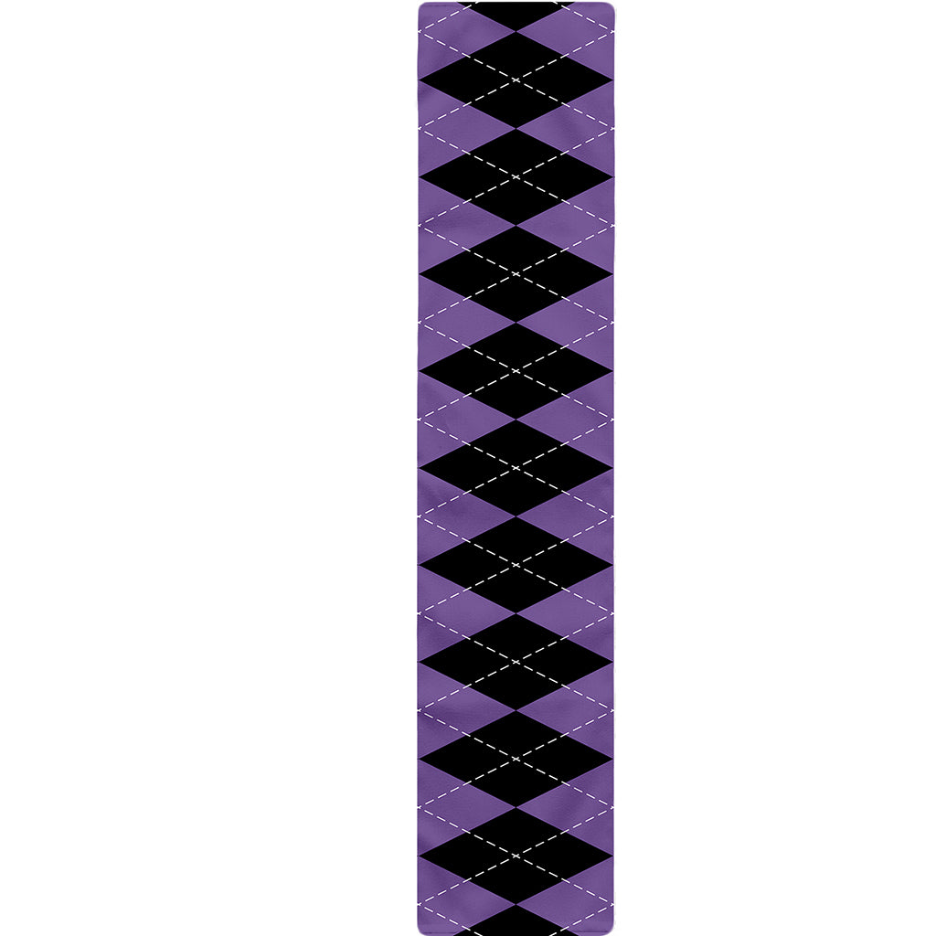 Black And Purple Argyle Pattern Print Table Runner
