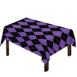 Black And Purple Argyle Pattern Print Tablecloth