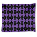Black And Purple Argyle Pattern Print Tapestry