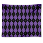 Black And Purple Argyle Pattern Print Tapestry