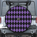 Black And Purple Argyle Pattern Print Tire Cover With Camera Hole