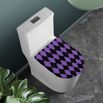 Black And Purple Argyle Pattern Print Toilet Lid Cover