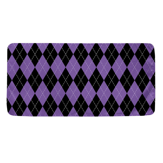 Black And Purple Argyle Pattern Print Towel